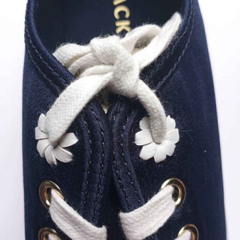NWOT JACK ROGERS Lia Satin Lace Up Casual Fashion Sneakers - Midnight Navy - Picture 7 of 12